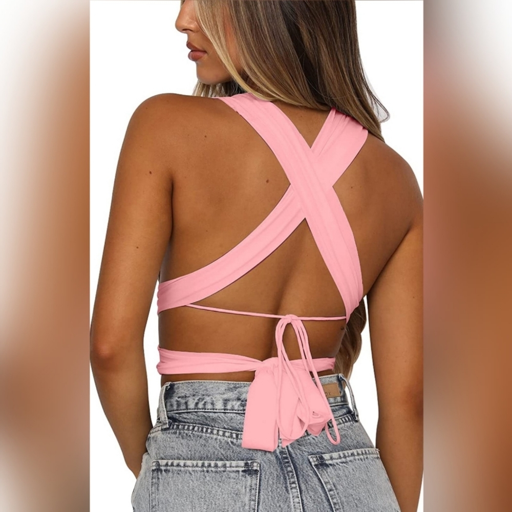 🌞Sleeveless Halter Criss Cross - Picture 2 of 4